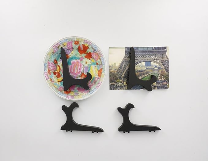 Artliving Black 4" Wood-Like Plastic Easels Plate Display Stands Picture Frame Stand Holder-Set of 4