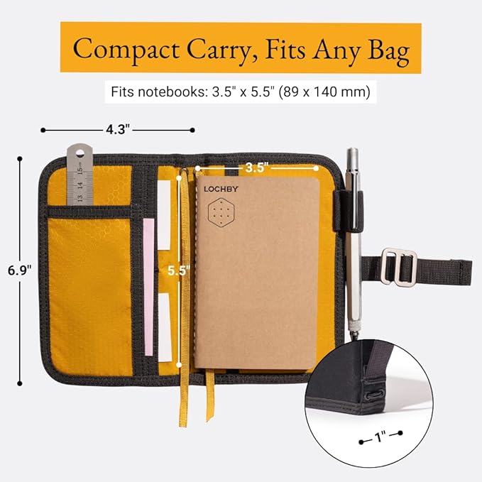 LOCHBY® Mini Field Journal | Water Resistant Waxed Canvas | Pen Loop | Included Tomoe River Notebook | Perfect for Travel, Art, Bullet Journal