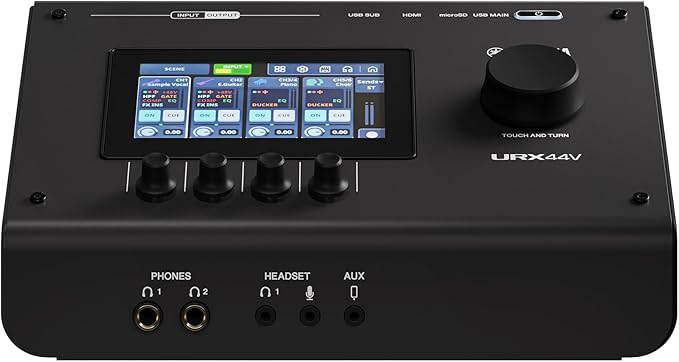 Yamaha URX44V 6-In / 4-Out Dual USB-C Audio/Video Interface With Touchscreen, Includes Cubase Al, WaveLab Cast, Basic FX Suite, and Steinberg Plus Software Bundle, Black URX44V B