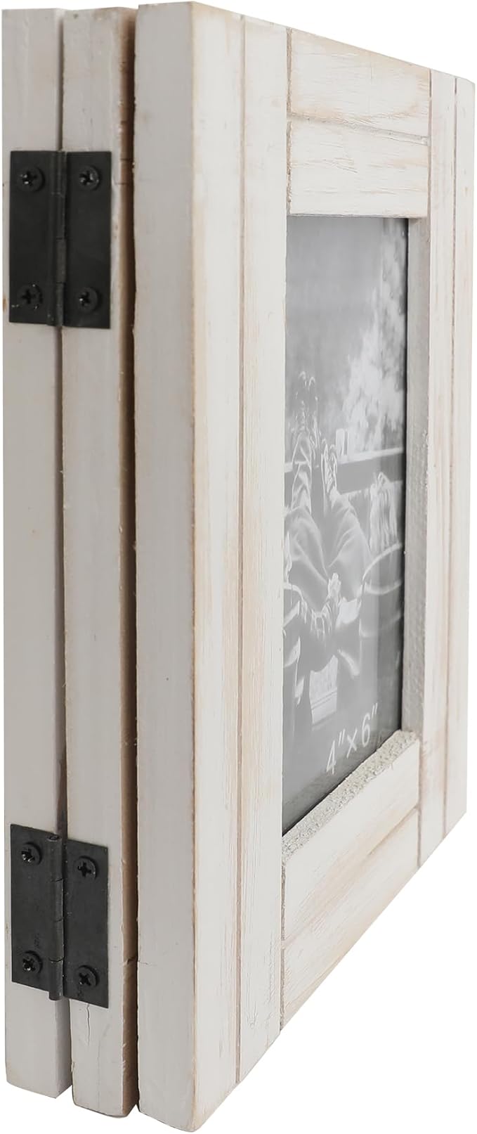 RiteSune Rustic Picture Frame White, 4X6 Picture Frame College, 3 Photo Frame Hinged Farmhouse Picture Frames Desk Photo Frame for Home Office