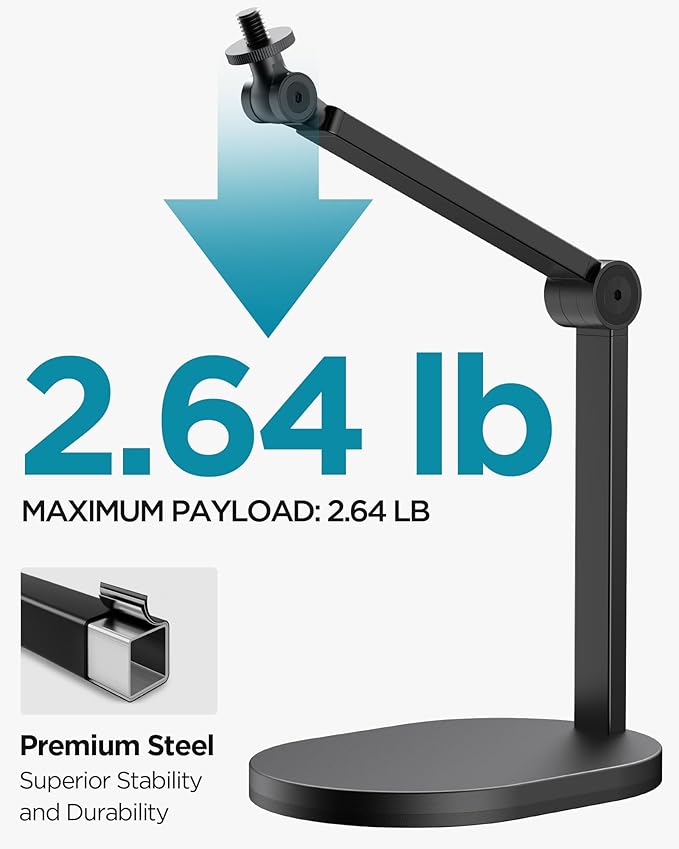 InnoGear Studio Mic Stand, Pack of 2 Max Load 2.64 lb Microphone Arm Desk Mount Desktop Microphone Stand for Fifine AM8 K669B Blue Yeti HyperX QuadCast SoloCast AT2020, Webcams Cameras, Black