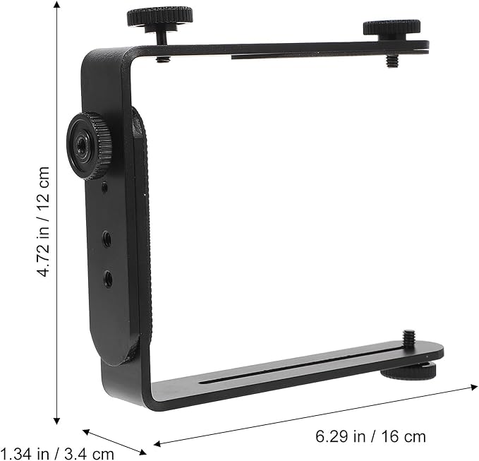 BESPORTBLE Dual Metal Bracket for DSLR Camera and Flashlight Screw Holder for Tripods Mounting Support for Speedlight and LED Photography Lights