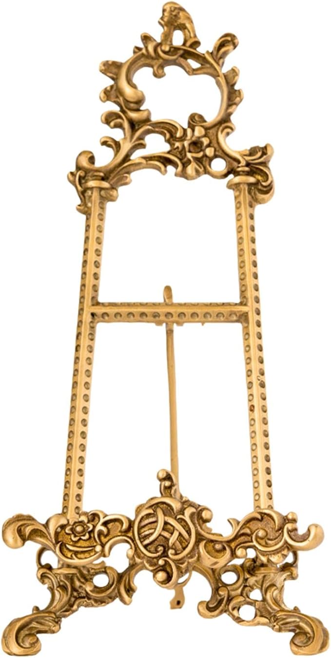 Vintage Plaque Holder for Display, Brass Picture Frame Holder Easel Metal