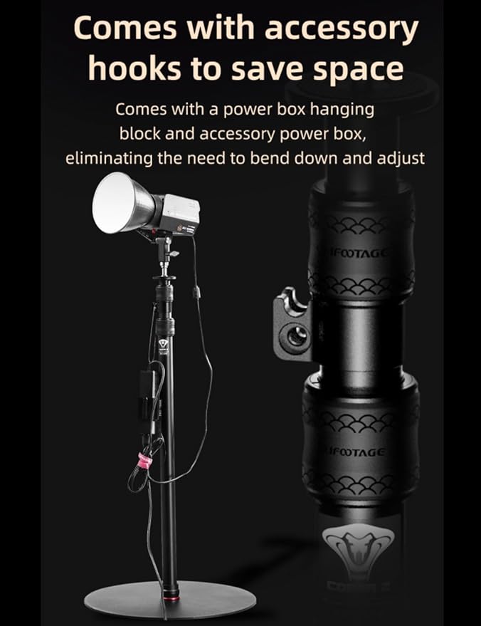 IFOOTAGE Cobra RB-A400,79" Round Base Monopod,Aluminum Photography Light Stand Flat Base for DSLR Camera, Light,Payload 22LBS(3 Pack)