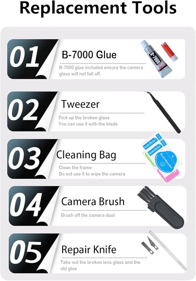 Rear Camera Lens Glass Replacement for iPhone 12 & 12Mini, GVKVGIH Back Camera Lens Replacement with Replacement with Double-Sided Adhesive & Repair Tool Kit (for 12 & 12Mini)