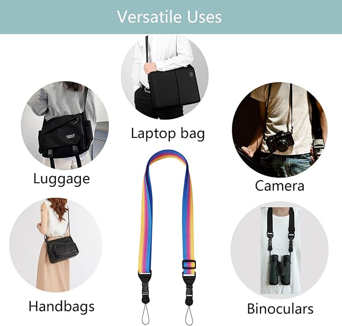 Adjustable Shoulder Strap:Comfortable iPad Strap Nylon Neck Lanyard for iPad/Samsung Tablet Case,Camera Binocular Crossbody Laptop Luggage Bag (Rainbow B)