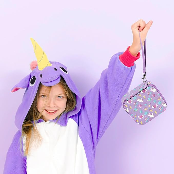 Leayjeen Kids Camera Case Compatible with ESOXOFFORE/Dylanto/GKTZ/HiMont/CAMCLID Kids Camera Instant Print for Holiday Gifts and Birthday Gifts for Kids 3-12 Years Old - Purple Unicorn (Case Only)