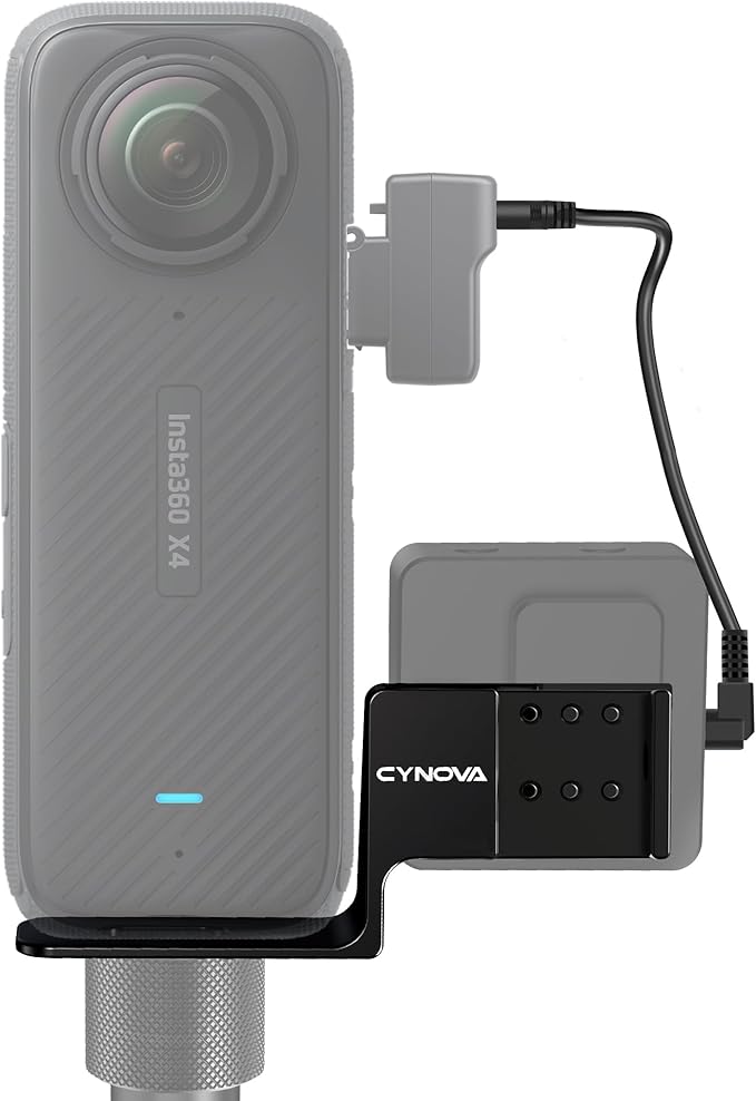 CYNOVA Cold Shoe for Insta360 X4 Accessories, Invisible Mic Bracket Compatible with insta360 X4 / X3 / One X2 for RODE Wireless GO Microphone Holder (with 3.5mm Audio Cable)