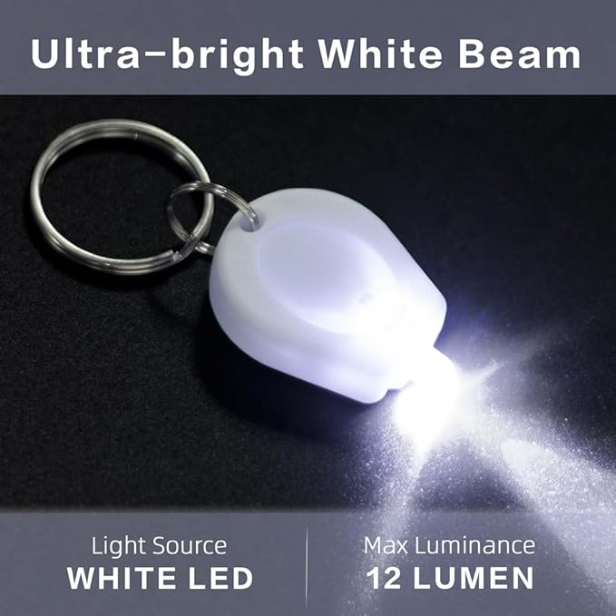 10 Pack Ultra Bright Mini LED Keychain Flashlight, Small Key Ring Flashlight, Portable LED Keychain Light for Outdoor Activities Emergency Light - White Shell