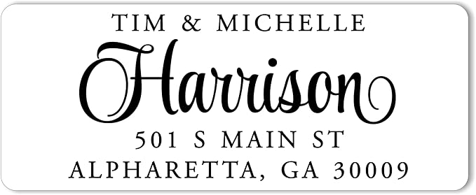 White Address Labels - Personalized Name Stickers, Custom Printed Return Mailing and Shipping Labels for Envelopes, Packages, Business, Home by PrettySweetParty (250, Serif and Script)