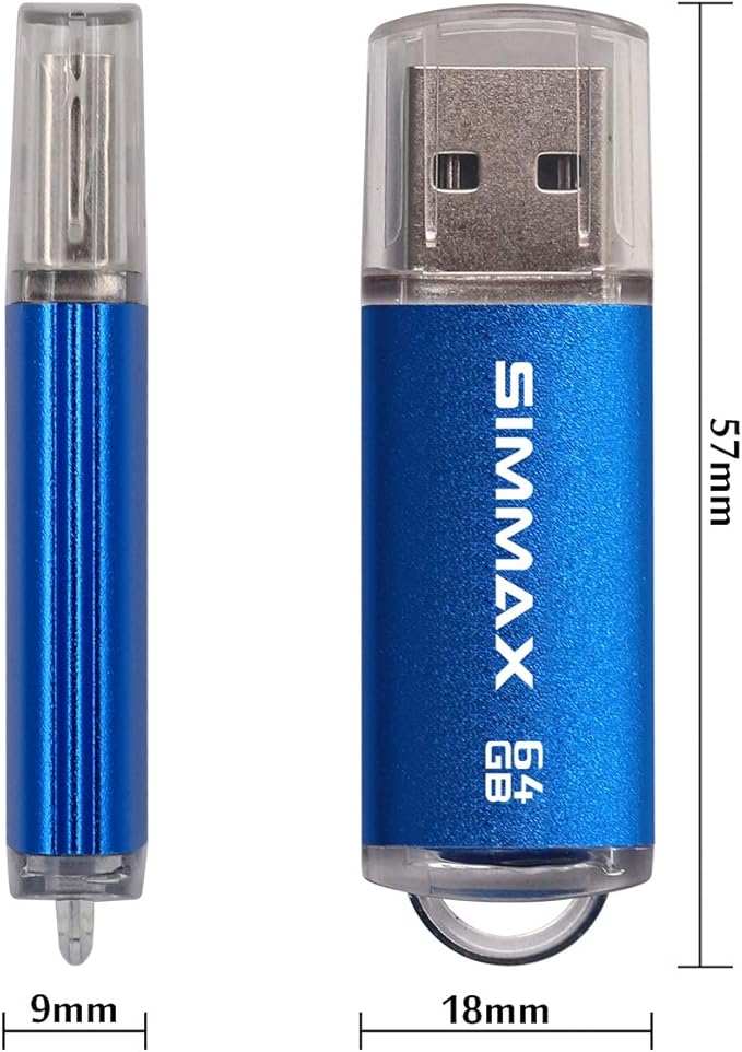 Flash Drive 5 Pack 64GB USB 2.0 Flash Drives Thumb Drive Memory Stick Pen Drive with Led Indicator (Blue Green Black Red Purple)
