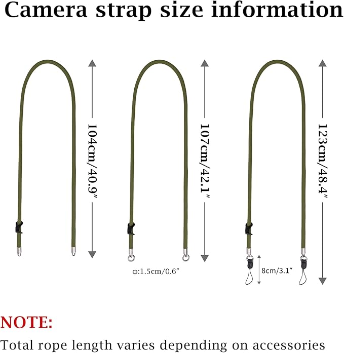 VOVMOEYA Camera Strap Rope,Camera Neck Strap Shoulder Strap for Fujifilm X100VI X100V XS20 XT5 for A6000 A6100 A6400 A6700 A7IV for Canon EOS R6 R10 for Nikon Zf Z5 Z30 - Green