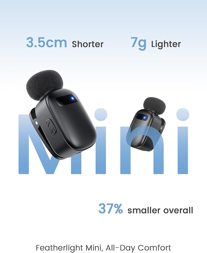 Wireless Mini Lavalier Microphone for iPhone & Android, Dual Clip-On Mics with 30H Charging Case, Intelligent Noise Cancellation, Tiny Portable Mic for Vlogging, TikTok, Live Stream, Teaching Meetings