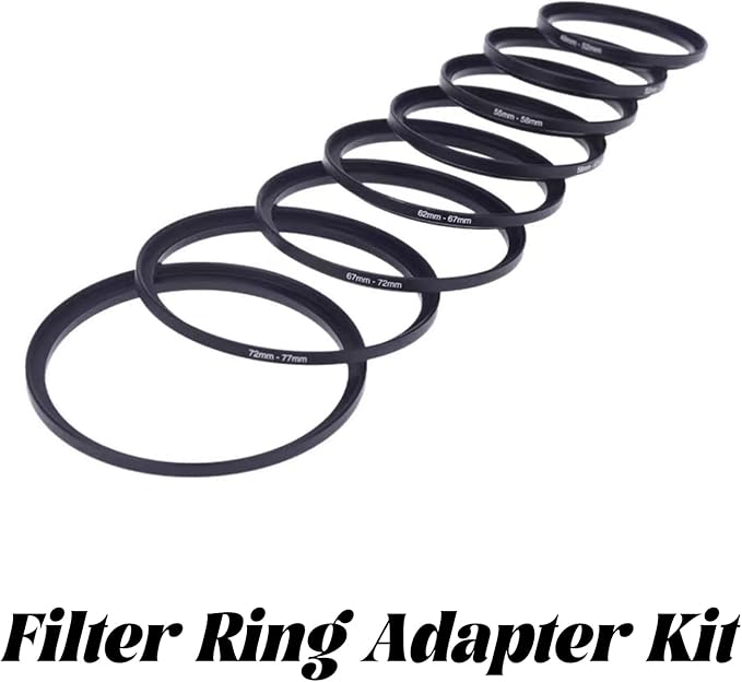 18Pcs Filter Ring Adapter Set, 37-82mm (Includes 9pcs Step Up Ring Set + 9pcs Step Down Ring Set) for Lens Filters, Lens Hoods, and Lens Converters