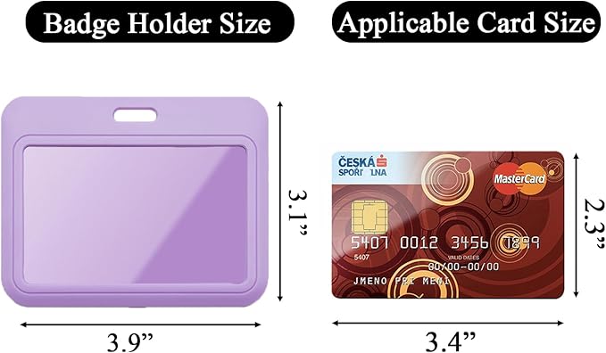Larpur Sliding Badge Holders, Horizontal Card Cases for Office Work School ID, Pack of 2 Purple ID Holders