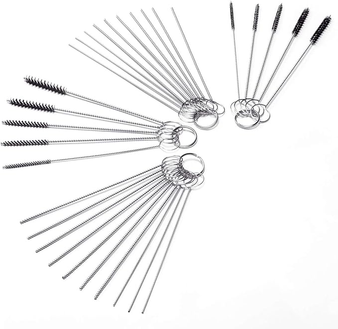 Carb Carburetor Cleaner Cleaning Brushes Kit, Small Wire Brush - 20 Needles + 10 Brushes