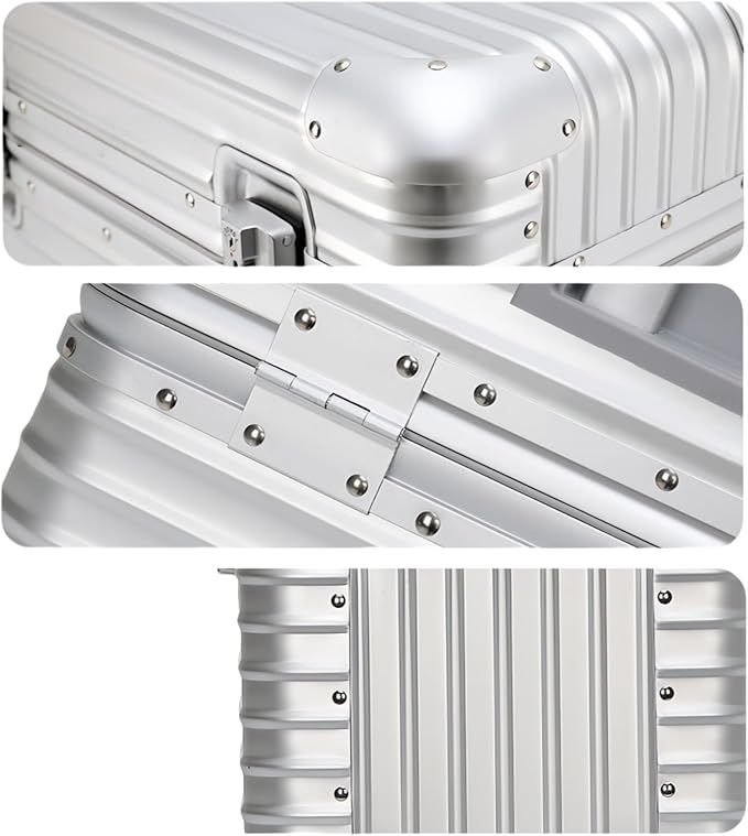 Full Aluminum Camera Carry-On Luggage DSLR Shockproof TSA lock Photography Gear Case with Removable Dividers & 360° detachable Wheels Luggage Rolling camera bag Camera storage case (silver)