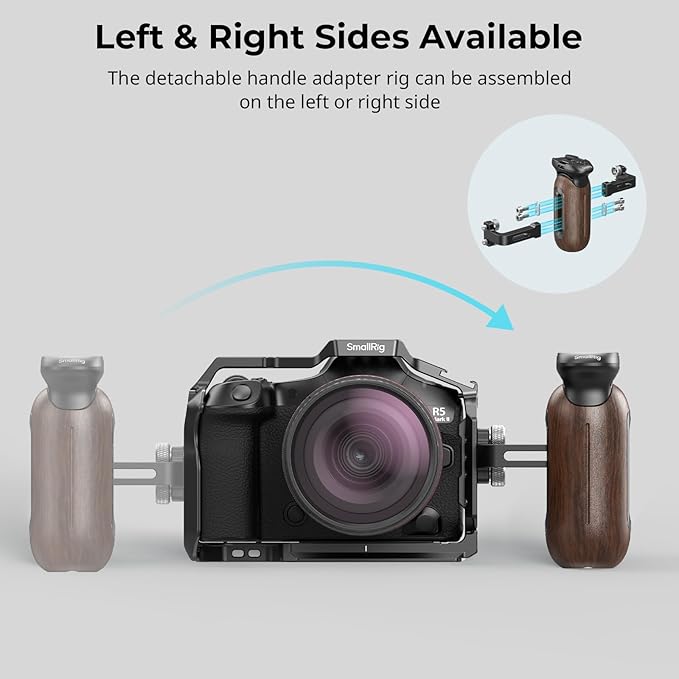 SmallRig Wooden Side Handle for Camera Cages with 1/4"-20 Threaded Holes, Left or Right Side Ergonomic Handgrip, 28mm / 1.1in Vertical Adjustment, 15kg / 33.1lb Load Capacity