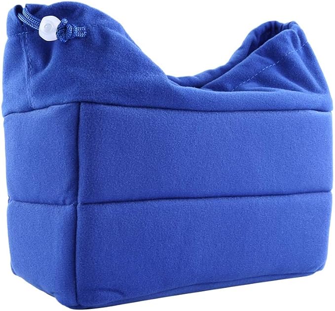 Universal Padded DSLR Camera Insert Bag, Shockproof Camera Sleeve with Adjustable Foam Dividers, Velvet Lined Protective Cover for SLR Cameras and Lenses in Backpacks (Blue)