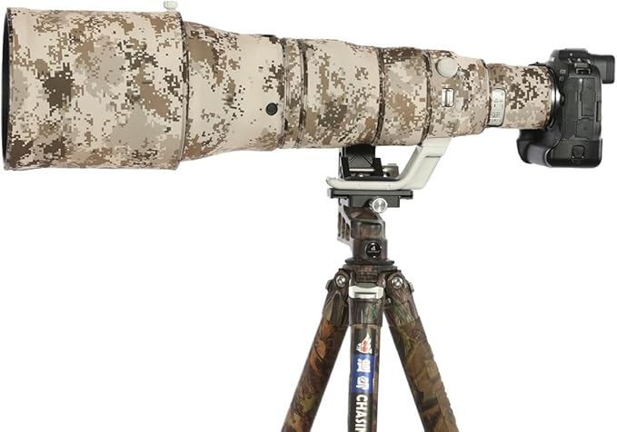 CHASING BIRDS Lens Camouflage Waterproof Coat for Canon RF 600mm F4 L is USM Rainproof Lens Protective Cover Version IV (Brown Grid, with Extender RF 1.4X & 2X)