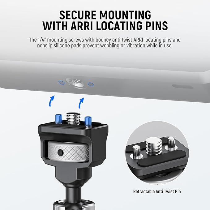 NEEWER 11" Articulating Magic Arm with 360° Ball Heads & Locating Pins for ARRI, Camera Monitor Mount with 1/4" Screws for DSLR Action Camera Monitor Video Light Compatible with SmallRig Cage Rig,ST16