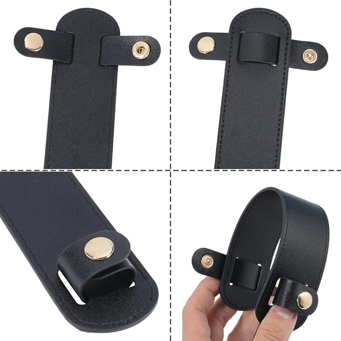 2Pcs Leather Shoulder Strap Pad PU Leather Bag Strap Cushion Pads Replacement Pressure Relief Detachable Handle Wrap Covers for Tote Bags Handbag Purse Luggage Camera Black 9x3.9 Inch