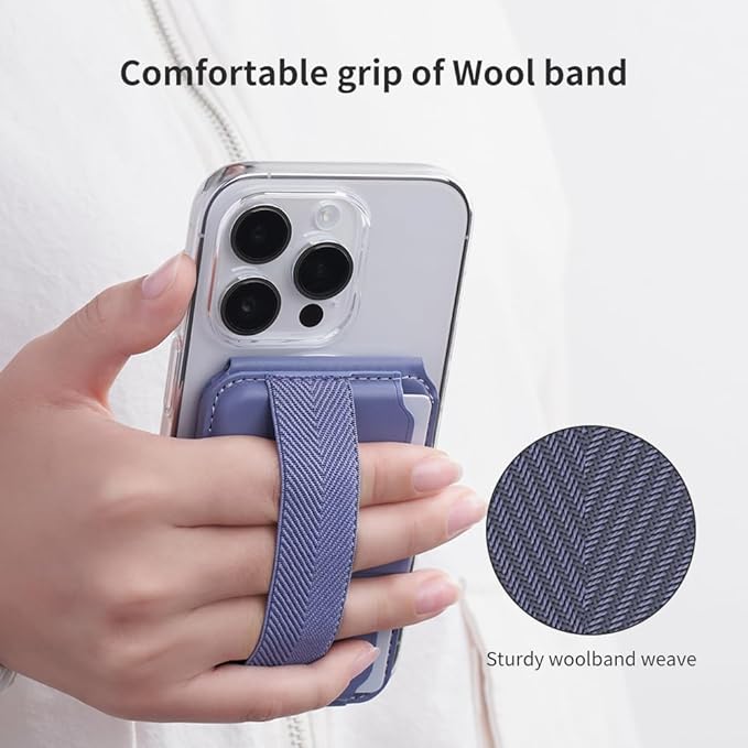 Sinjimoru Magnetic Wallet for iPhone, Phone Wallet with Adjustable Stand, Compatible with MagSafe, Marine Blue