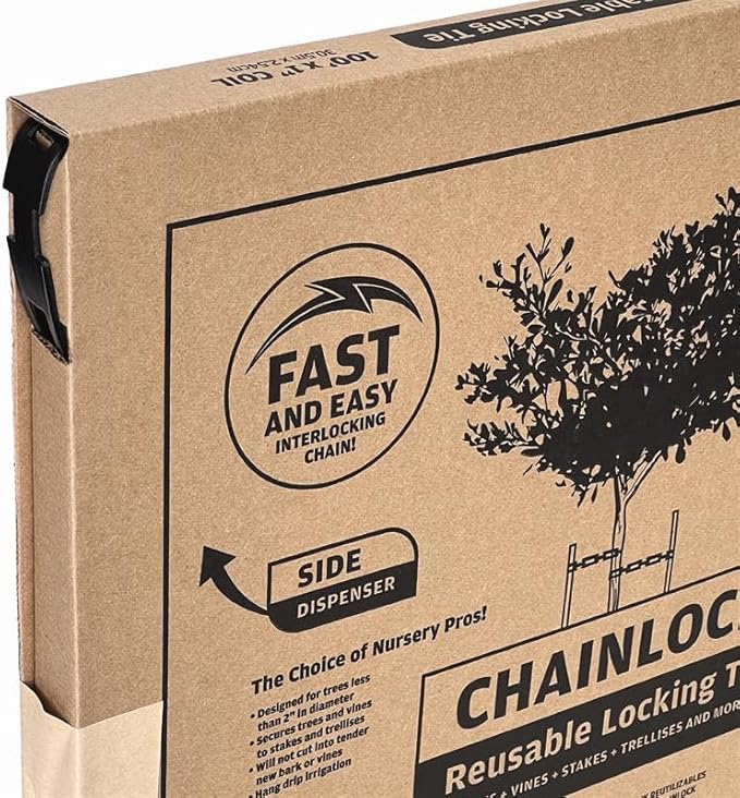 Master Mark ChainLock 1 in. x 100 ft. Plastic Tree Support, Plant and Cable Ties, Interlocking Reusable Tree Straps, Adjustable, Landscape Accessories, Black