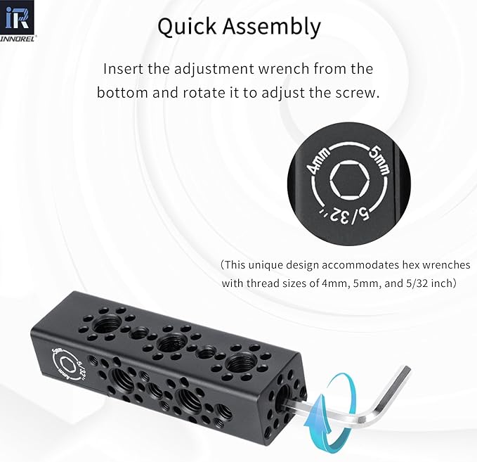 INNOREL CB3 CNC Aluminum Alloy Multi-Function Cheese Handle, Cheese Grip Extension Bar, Featuring 3/8" and 1/4" Arri Locating Holes for Camera Cage Frames, Cheese Plates, Any 3/8" Threaded Point