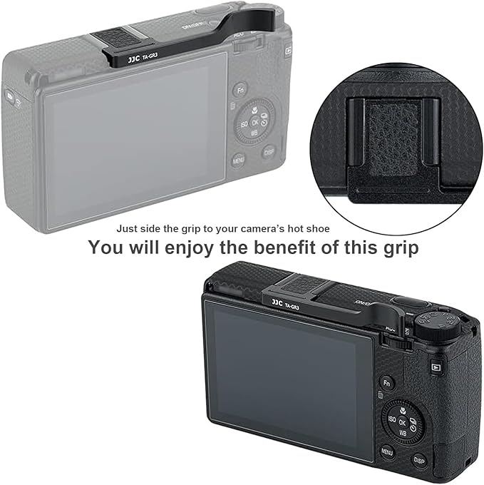 JJC Metal Thumbs Up Grip for GRIIIx GRIIIx HDF Ricoh GRIII GRIII HDF, Hot Shoe Cover Cap Protector for GR3x GR3x HDF GR3 GR3 HDF, Better Balance and Comfortable Secure Grip