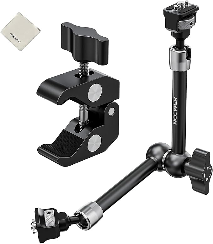 NEEWER ST16C 11" Articulating Magic Arm Super C Clamp Kit, Camera Monitor Mount with 1/4" & 3/8" for ARRI, Cleaning Cloth Compatible with SmallRig DSLR Action Camera Cage Video Light