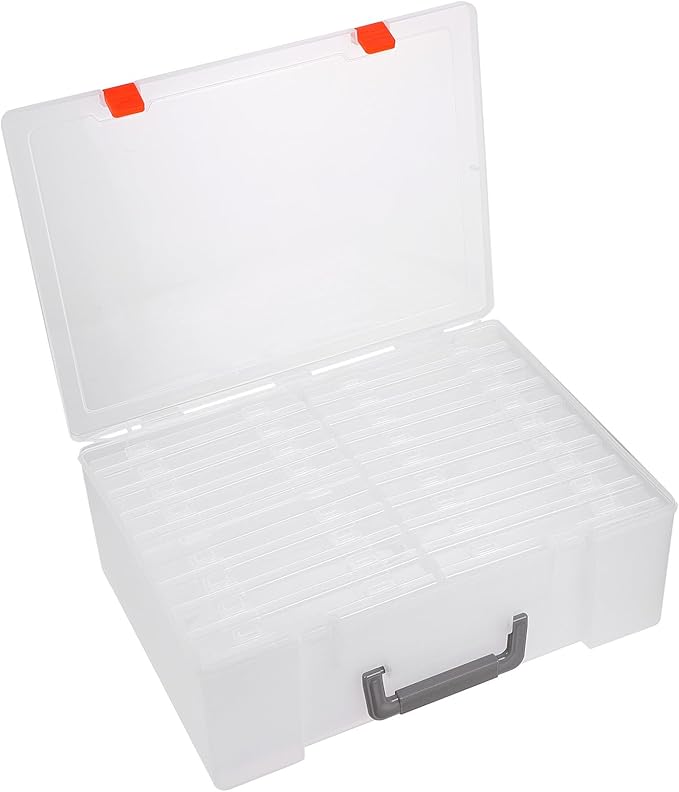 OATIPHO Photo Storage Box Craft Keeper with Handle Large Photo Case Container and Scrapbooking Supplies Portable Archival Organizer for Home and Studio Use