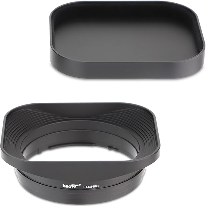 Haoge LH-S245G Metal Bayonet Square Lens Hood for Sony FE 40mm F2.5 G FE 50mm F2.5 G FE 24mm F2.8 G Lens, RX1RIII RX1R RX1RII rx1m2 rx1 R iii m3 Camera Shade with Cap on Sony A7CII A7R4 5