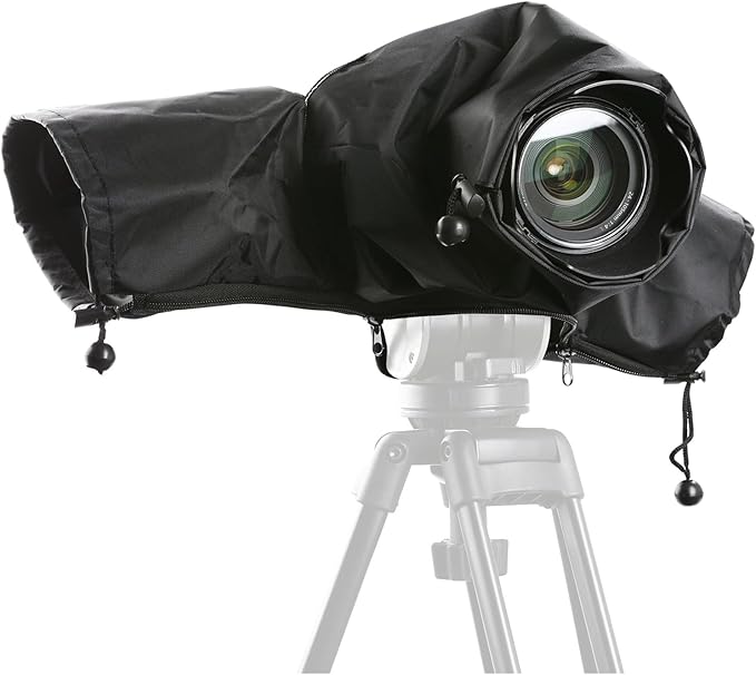 Movo CRC01 Waterproof Nylon Camera Rain Cover with Enclosed Hand Sleeves Compatible with Canon EOS, Nikon, Sony, Olympus, Pentax and Panasonic DSLR Cameras