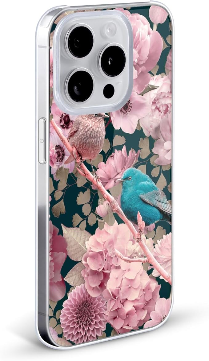 Head Case Designs Officially Licensed LebensArt Sparrows in Pink Birds and Floral Hard Back Case Compatible with Apple iPhone 15 Pro Max