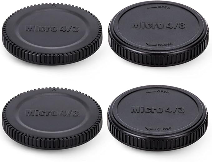 2 Pack Micro 4/3 Mount Body Cap & Rear Lens Cover for Olympus OM-5 OM-5II OM-3 OM-1 OM-1II E-M1 E-M5 E-M10 E-M1X Pen E-PL10 E-PL9 E-PL8 Panasonic G9 G7 G85 G95 GH7 GH6 GH5 GX9 GX8 GX85 GF9 GF10& More