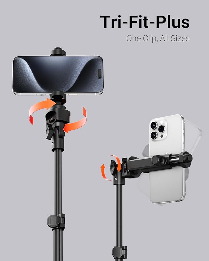 66" Phone Tripod, Tripod for iPhone with Remote & Ultimate Phone Mount, Extendable Cell Phone Tripod Stand for Video Recording, Professional Tripod & Monopod Accessories, Compatible for iPhone/Android