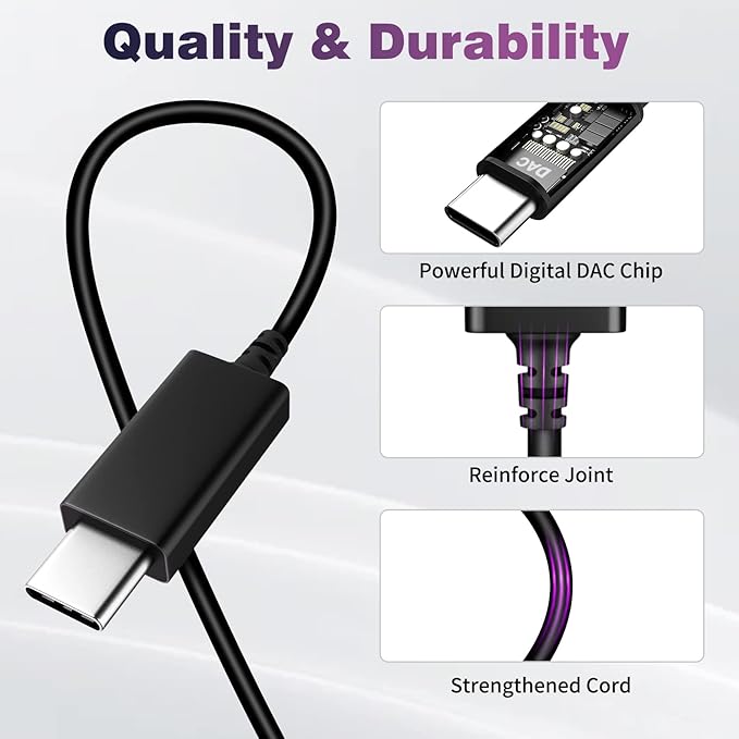 COOYA USB C Headphone Type C Wired Earbuds for iPhone 17 16 15 Pro Max iPad 10 Air 6 Pixel 9 8 Magnetic Bass Noise Canceling In-Ear Earphone+Mic for Samsung Galaxy S25 Ultra A16 S24 S23 for OnePlus 13