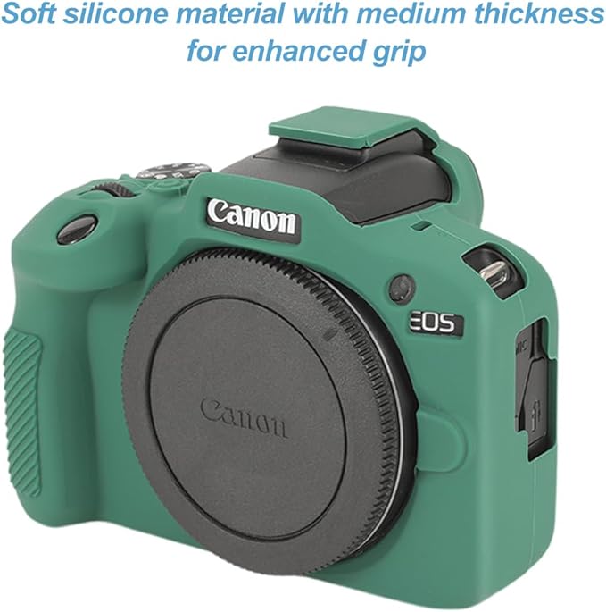Pocoukate Case for Canon EOS R100 Camera, Soft Silicone Protective Cover Skin with EOS R100 Screen Protector Accessories for EOS R100 Mirrorless Camera Silicone Case - Deep-Green