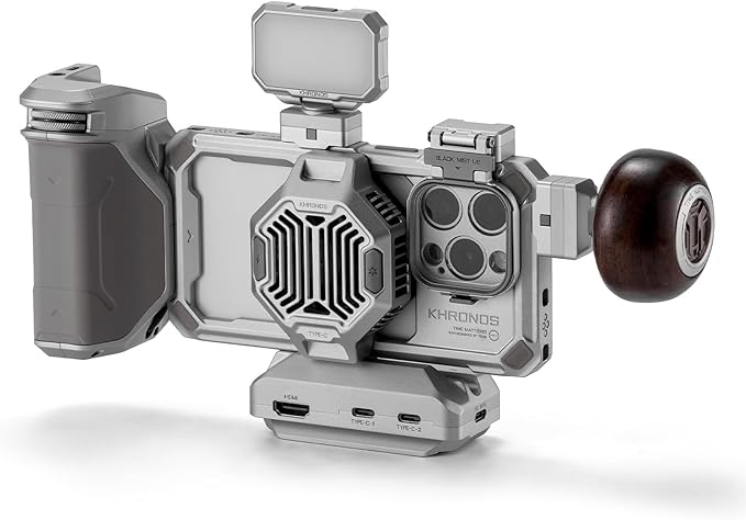 Tilta Khronos Ultimate Kit Compatible with iPhone 15 Pro - Titanium White | Includes Phone Case, LED Light, Hub, Handles, Cooling Fan, ND Filter + More | Mobile Filmmaking System