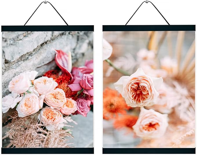 YK artwood 2 Pack Magnetic Poster Hanger Frame 12 Inch Black,12x16 12x18 12x20 12x24 Wood Magnet Frames Hangers for Photos, Pictures, Prints, Maps, Scrolls and Canvas Artwork