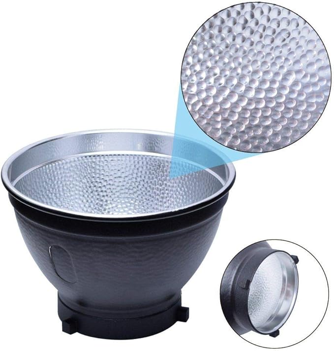 Fotoconic 7" Standard Reflector with 20, 40, 60 Degree Honeycomb Grid & Diffuser Sock for Bowens Mount Studio Strobe Flash Light