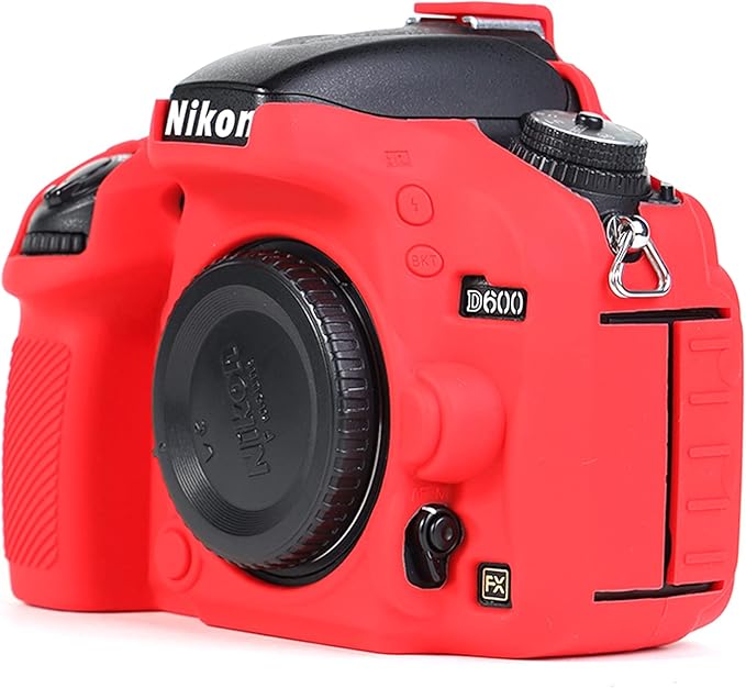 Surpassed Professional Secure Silicone Camera Cases Bag Housing Rubber Body Skin for Nikon D610 D600 DSLR Camera Protective Case (Red)