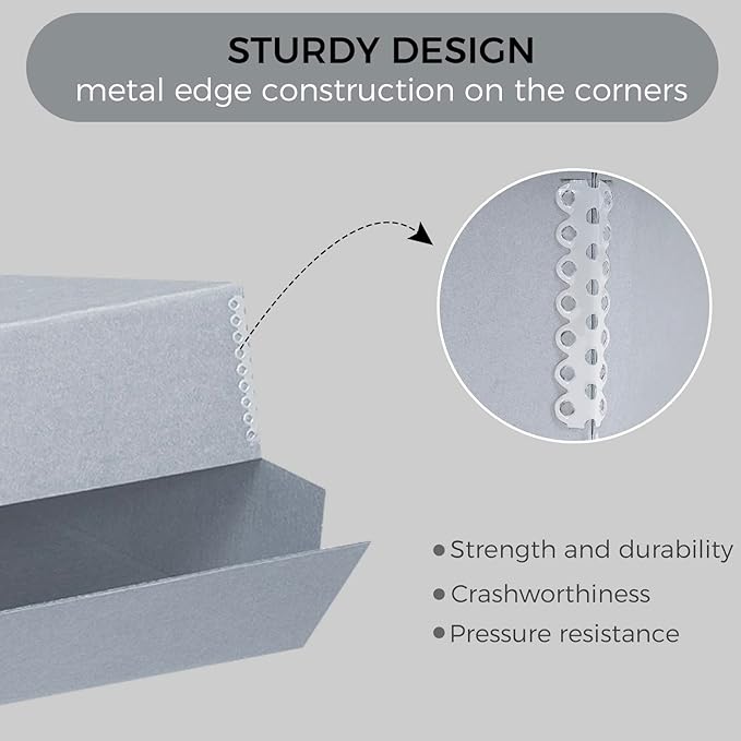 Lineco, Archival Storage Box, Museum Preservation Organizer with Drop Front Design, Acid-Free with Metal Edge, Preserves Picture Longevity, Photos, Documents, Crafts, DIY, 11x14