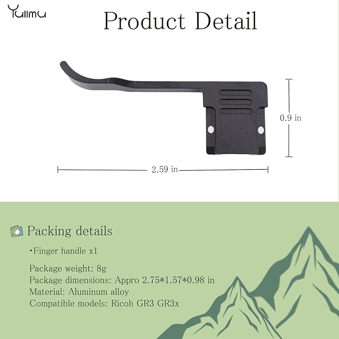 GRIII Thumbs Grip Metal Thumbs Up Grip Made of Premium Aluminium Alloy, Hot Shoe Grip Compatible with Ricoh GRIII GRIIIx