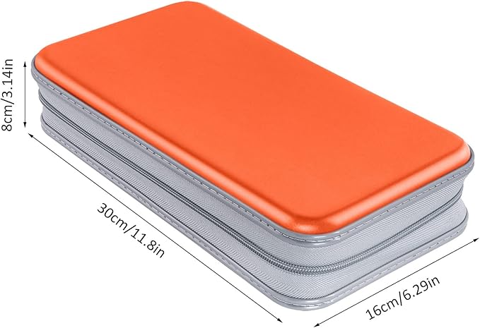 Siveit CD Case, DVD Case Holder 96 Capacity Hard Plastic CD DVD Disc Cases Storage Binder Wallet for Car Home Office Travel (Orange)