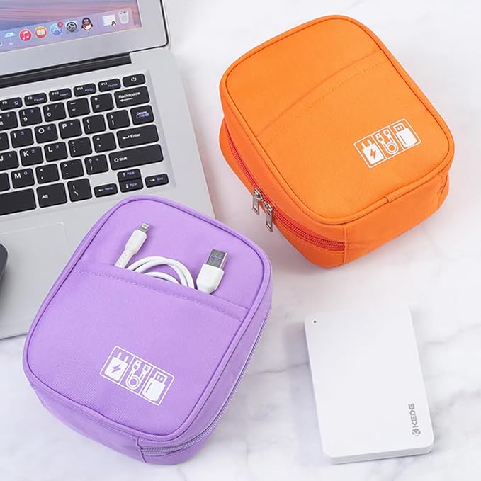 E-Tree Storage Pouch for Small Electronics and Accessories,Tech Bag,Electronic Organizer Case Compatible with MacBook Laptop Charger,Mouse,Cables,Hub,Power Bank,Earphone,Toiletries Cosmetics (Purple)