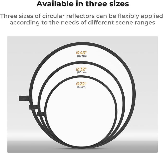 K&F CONCEPT 5-in-1 Light Reflector 22" (56cm) Photography Diffuser Collapsible Portable for Studio and Outdoor Lighting Gold Silver White Black Translucent