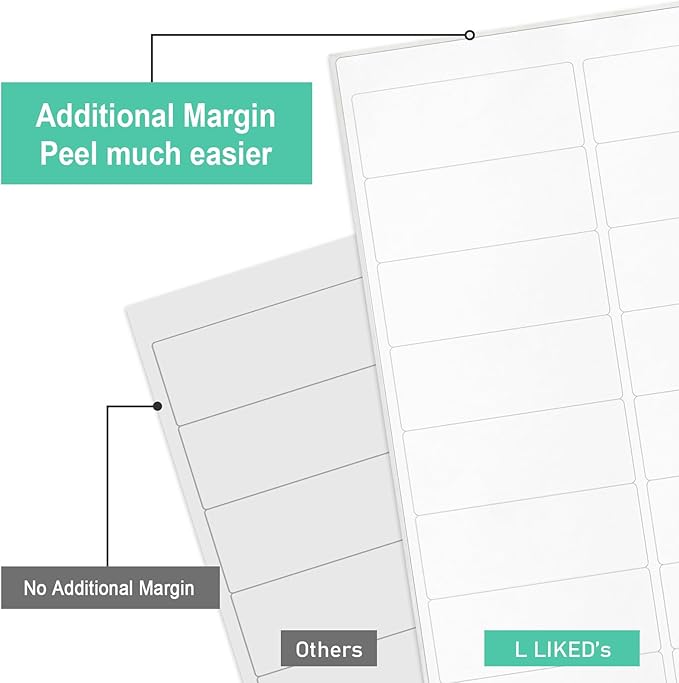 L LIKED Printable Address Labels, 1" x 2-5/8", 1,500 Labels, 30 per Sheet, Mailing Labels for Envelopes (50 Sheets)