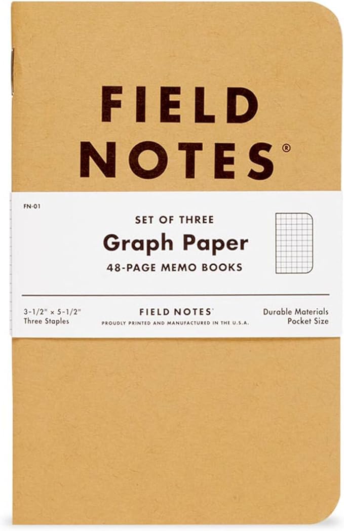 Field Notes: Original Kraft 3-Pack - Graph Paper Memo Books - Grid Paper 48 Page Pocket Notebooks - 3.5" x 5.5"